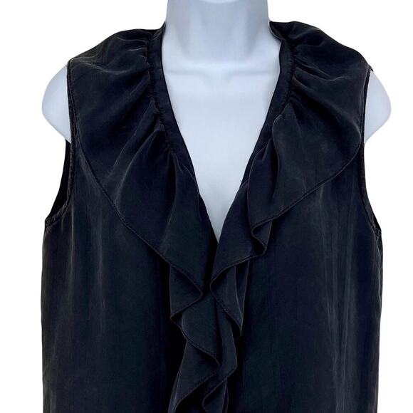 vintage 90s silk poet blouse sleeveless ruffles ruffled - Picture 3 of 6